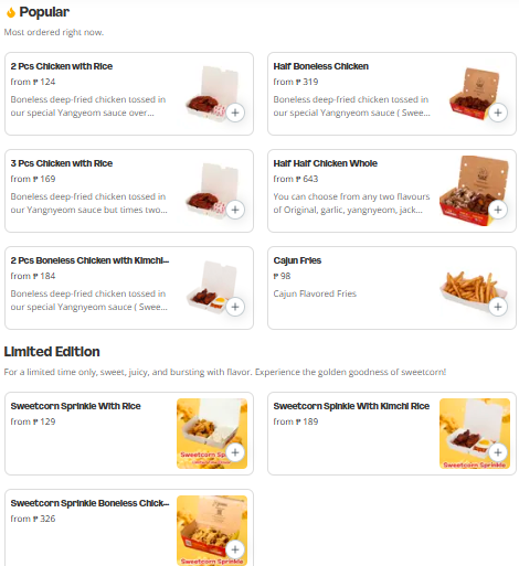 24 Chicken Menu